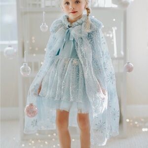 Only Little Once SET Ice Princess Elsa Sequin Snowflake Dress Cape Costume 10